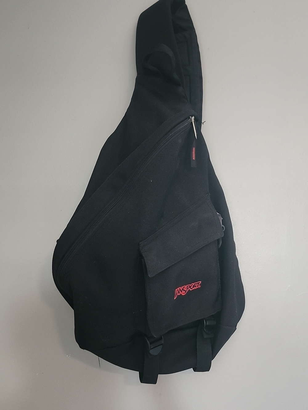 Jansport Black Sling Belt Bag with Red Logo